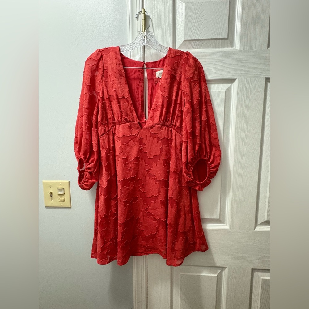 Anthropologie Floral Jaquard Plunge Mini Dress - Size US 2